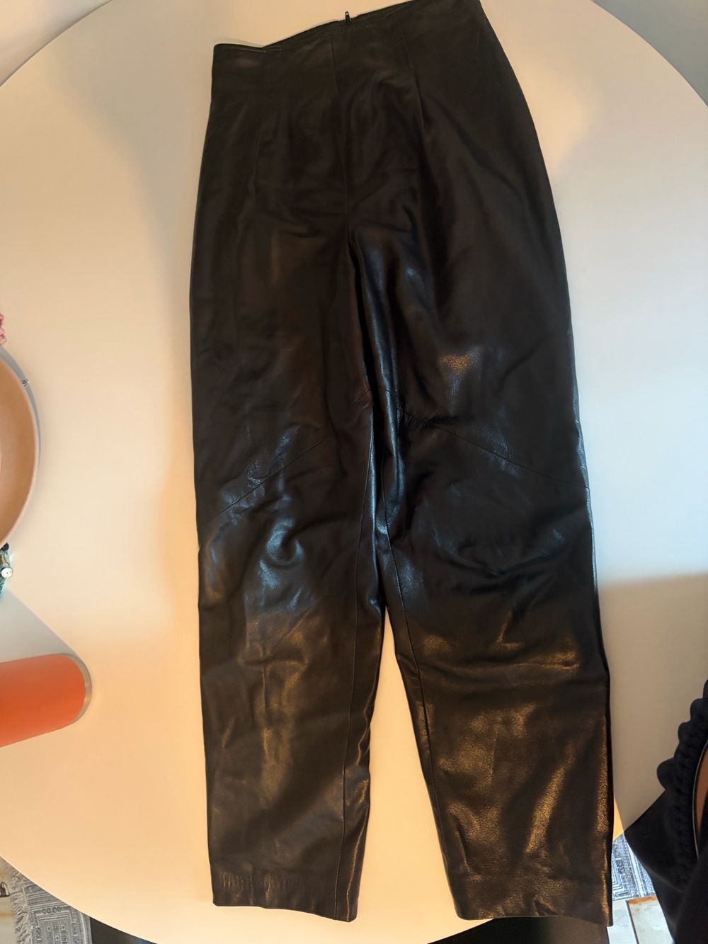 Danier Black Faux Leather Straight-Leg Pants